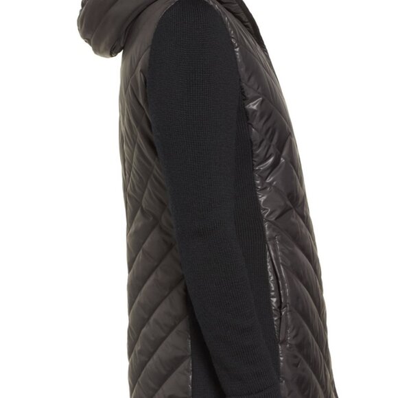 Eileen Fisher Black Hooded Merino Wool with Puffer Jacket, Black, XS - Picture 3 of 10